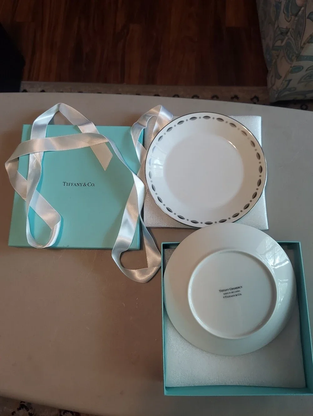 2 Tiffany & Co. Gramercy Appetizer Plates In Box With Ribbon - Vintage